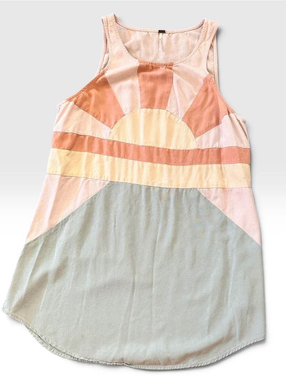 Free People Pastel Sunrise Patchwork Tank Top - 100% SILK